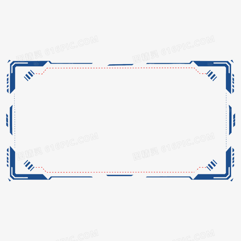 插画风格科技边框免抠元素