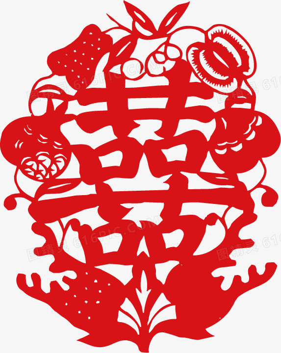 中国传统红色喜字矢量素材