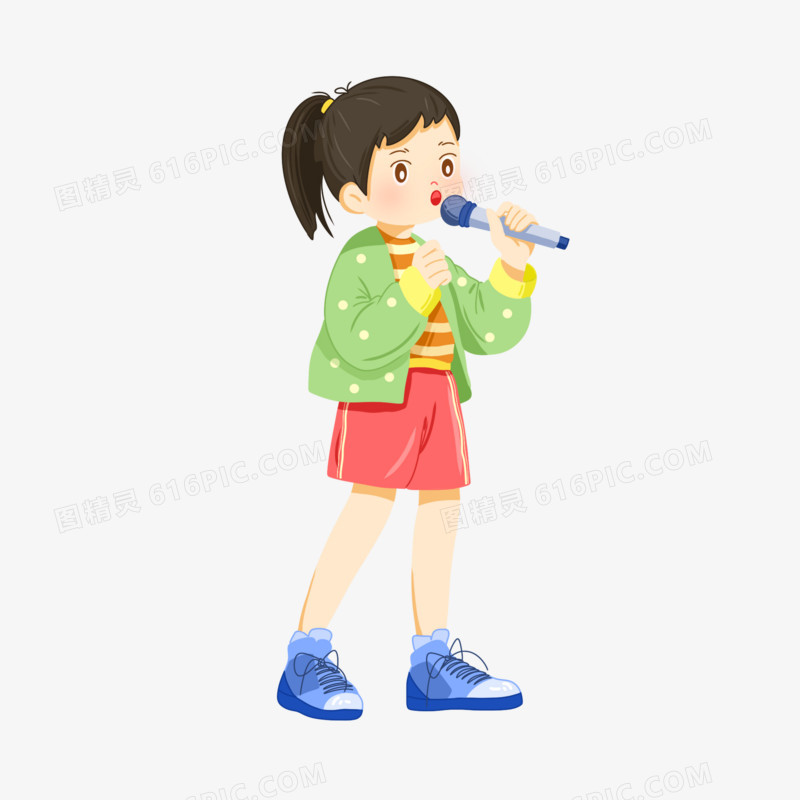 女孩唱歌免抠元素