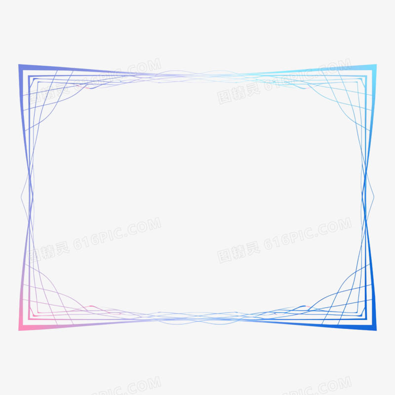 方形多线科技边框免抠元素
