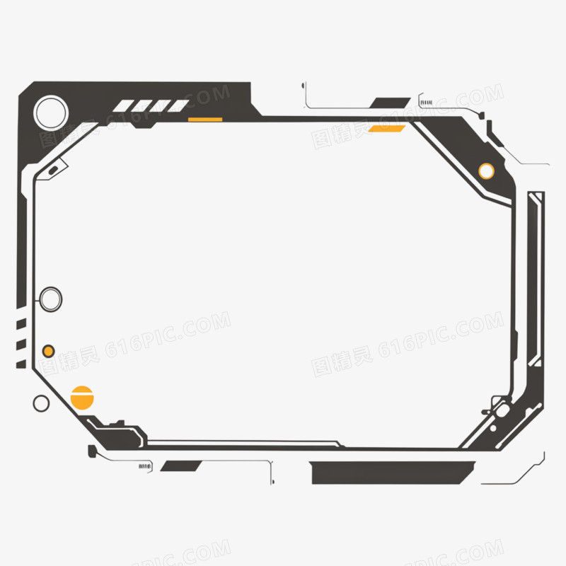 不规则电路版科技边框免抠元素