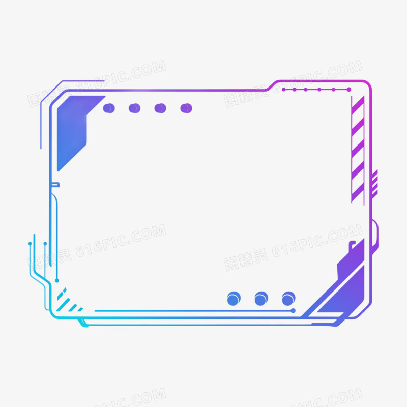 方圆形科技边框免抠元素