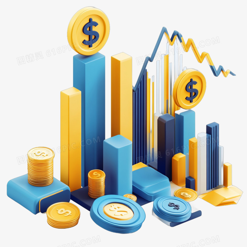 3D金融数据图表免抠元素