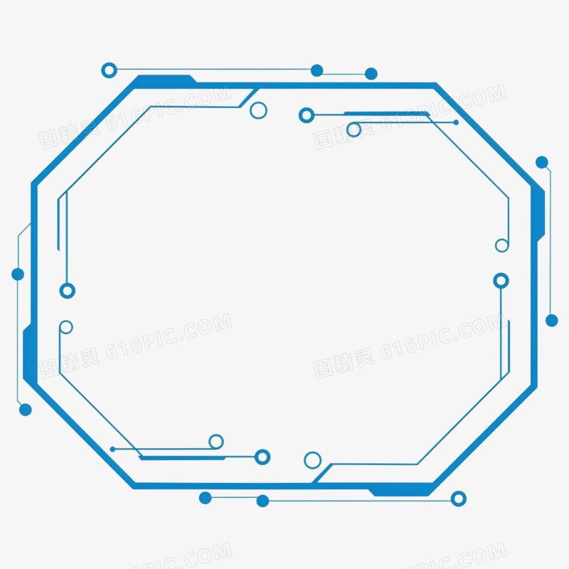多边形电路科技边框免抠元素
