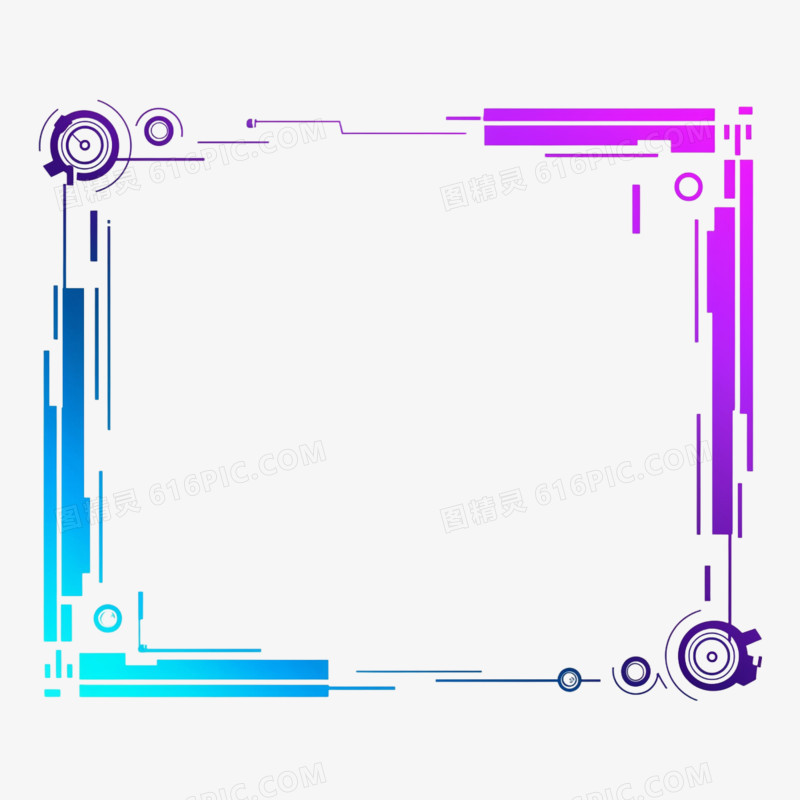 方圆形科技边框免抠元素