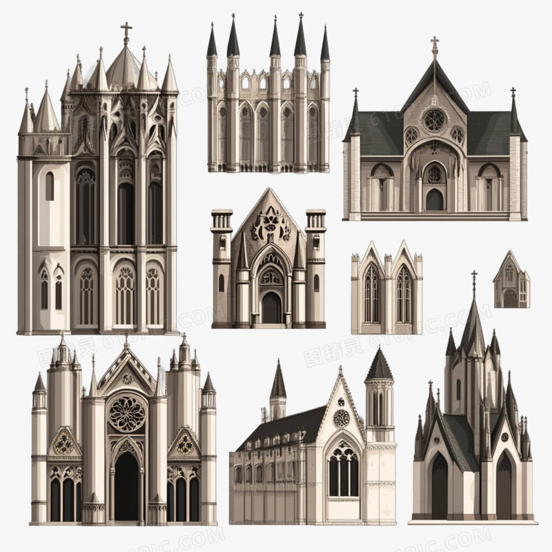 哥特式建筑免抠元素
