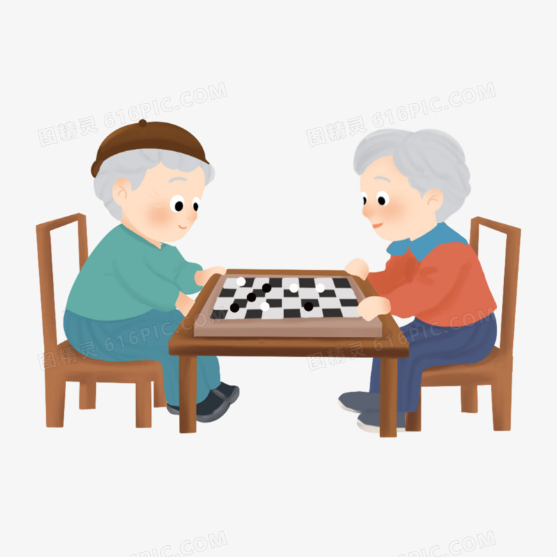 老年退休活动老人活动室娱乐活动卡通组图免抠元素一