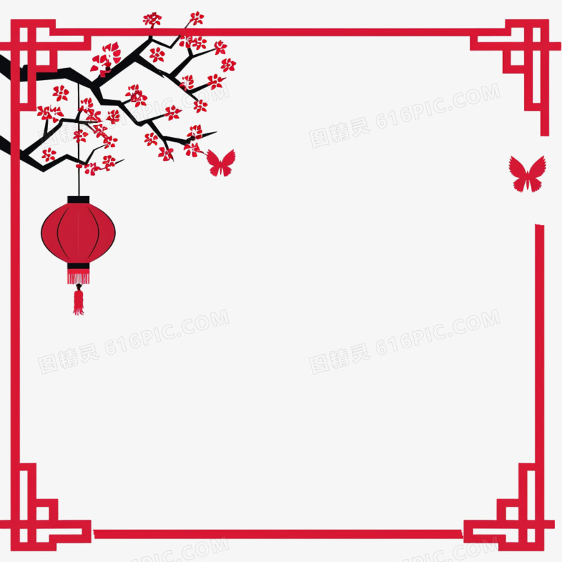 中国风梅花植物的边框元素