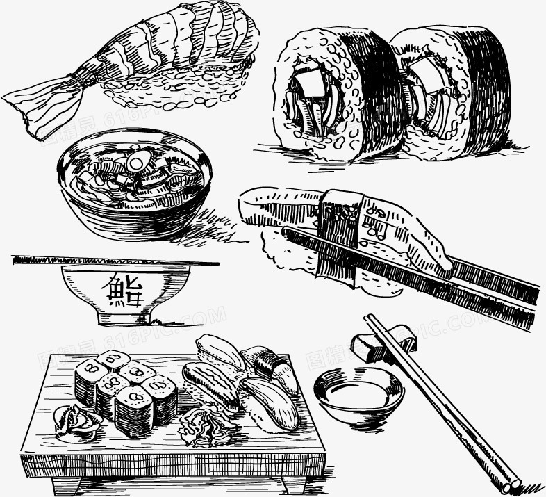 手绘日本料理