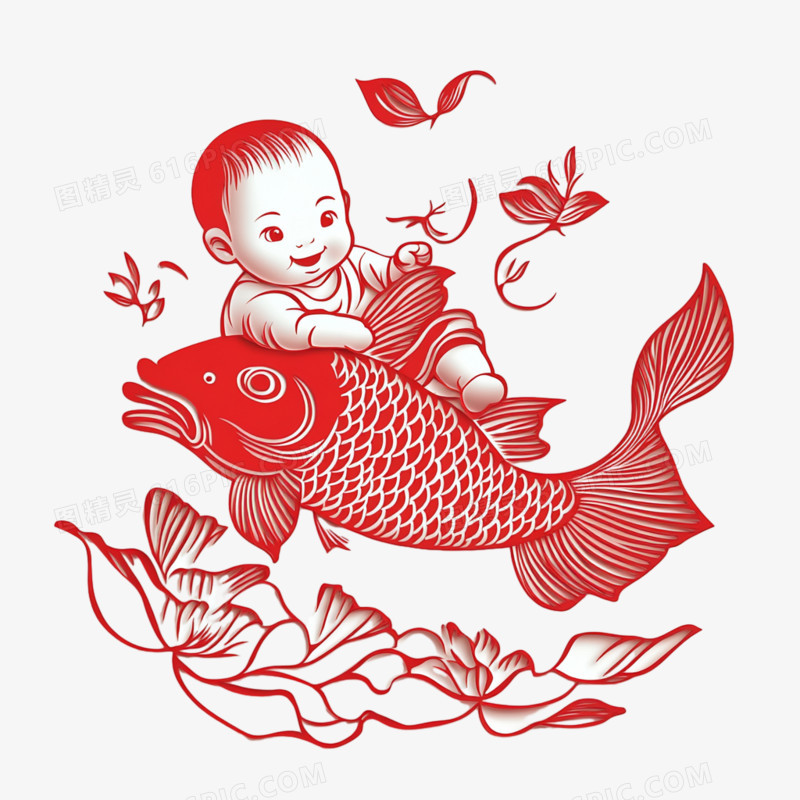 新年风格剪纸免抠元素