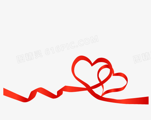 红色丝带爱心心形矢量素材