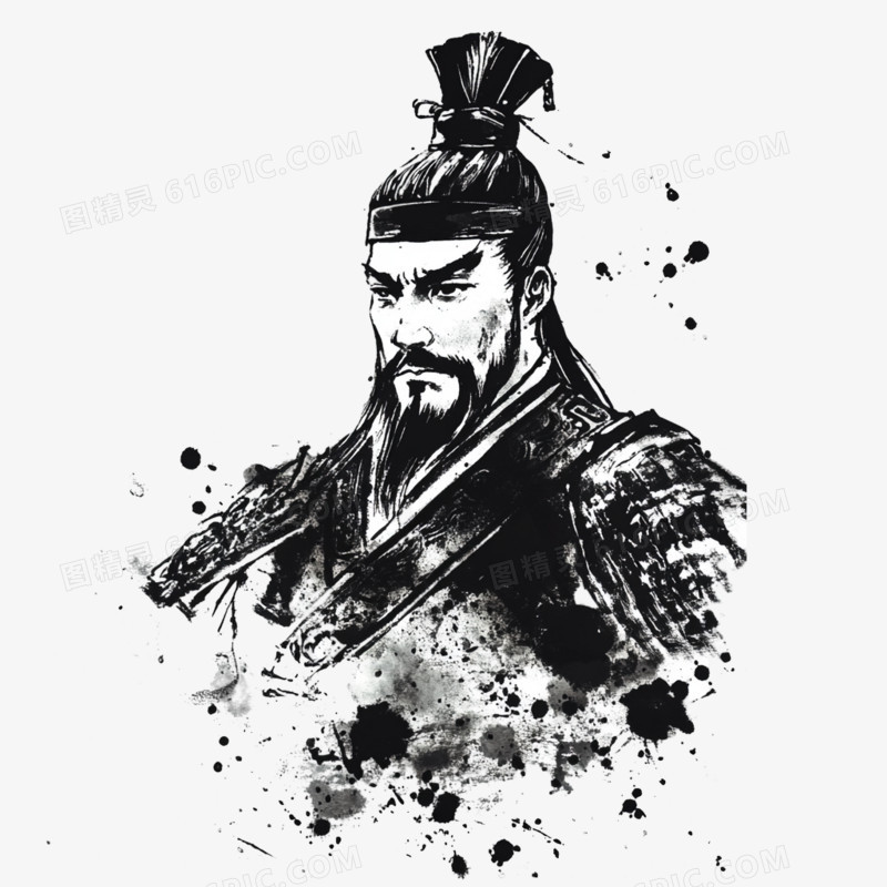 水墨风格人物武将免抠元素