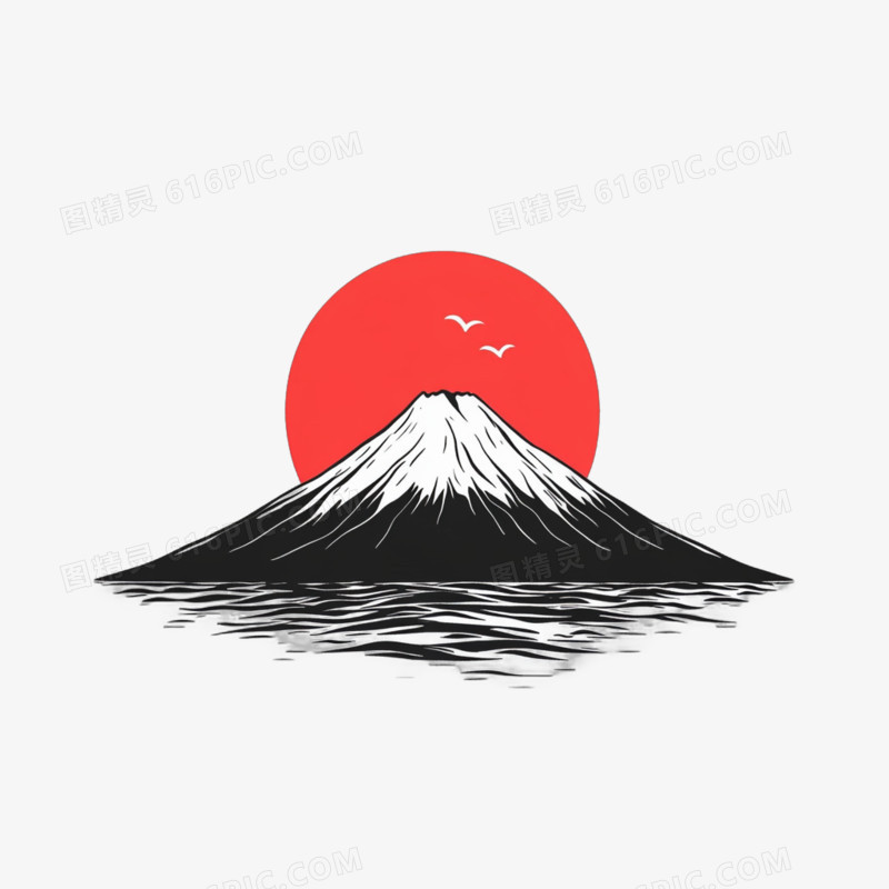 插画日本富士山免抠元素