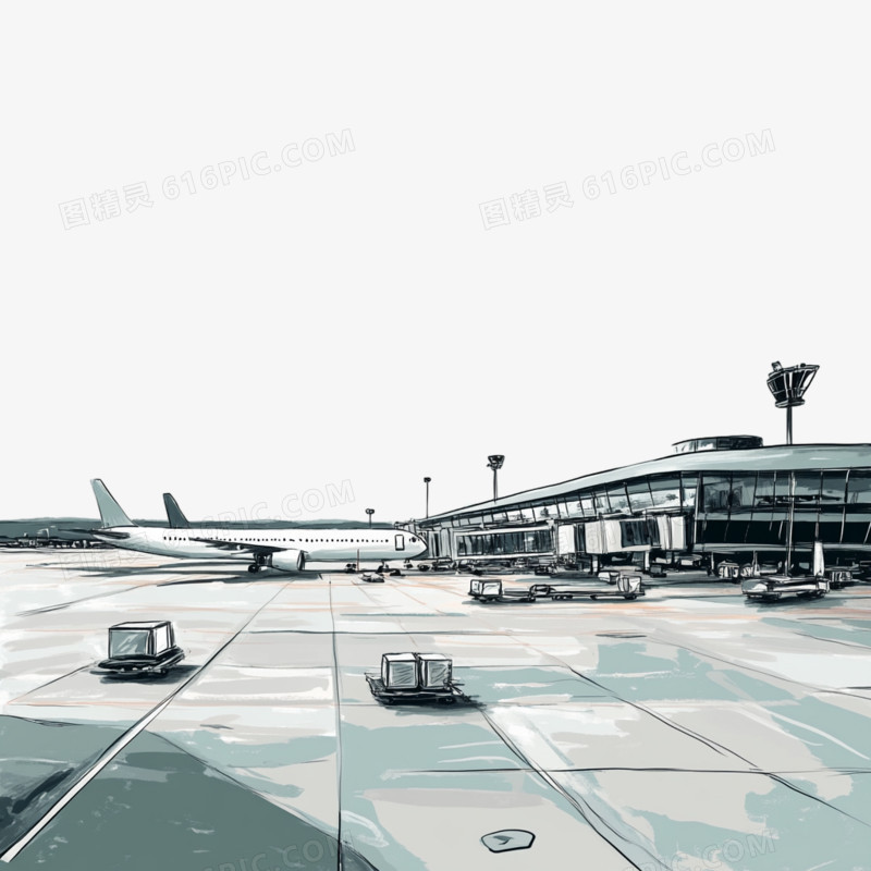 飞机场旅游机场免抠元素