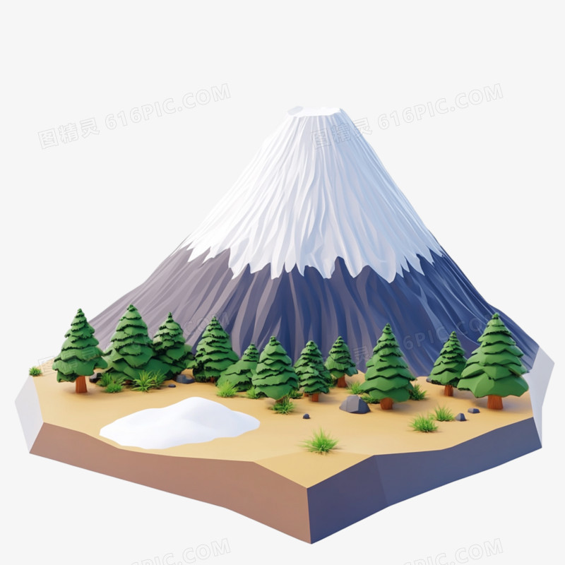 3D旅游景点富士山免抠元素