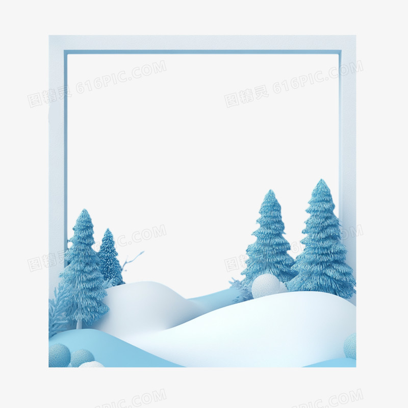3D冬季冬天边框免抠元素