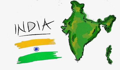 手绘印度地图