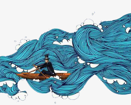 超现实海浪行船艺术图案