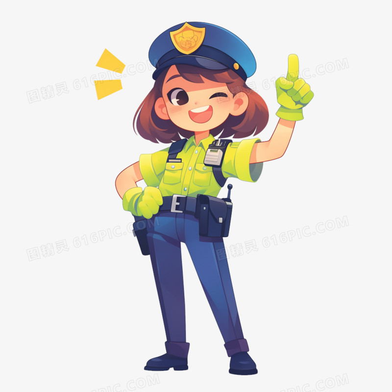 手绘可爱交警卡通人物元素