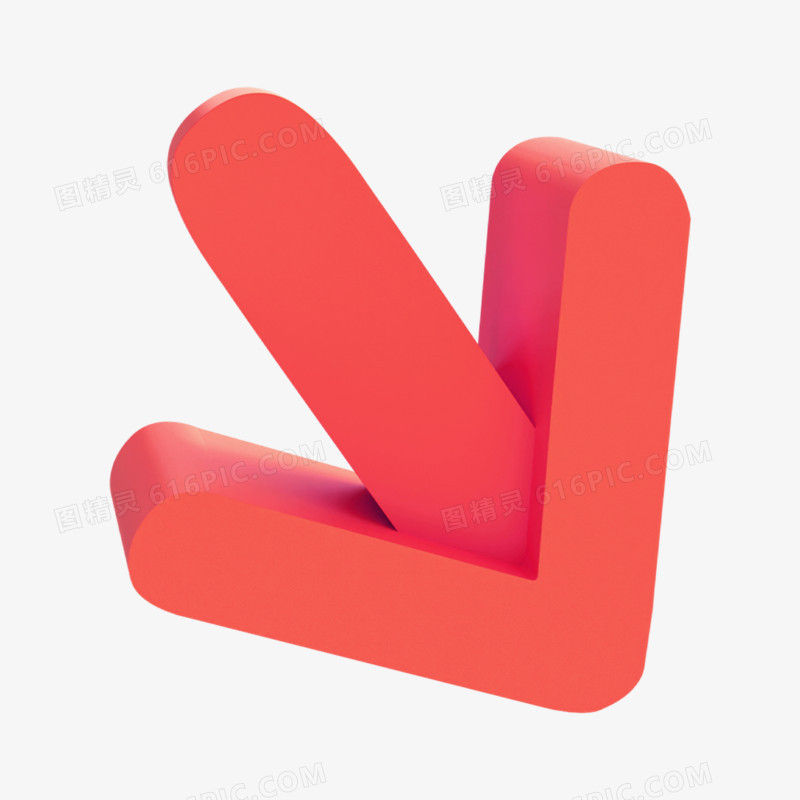 3D立体红色向下箭头元素
