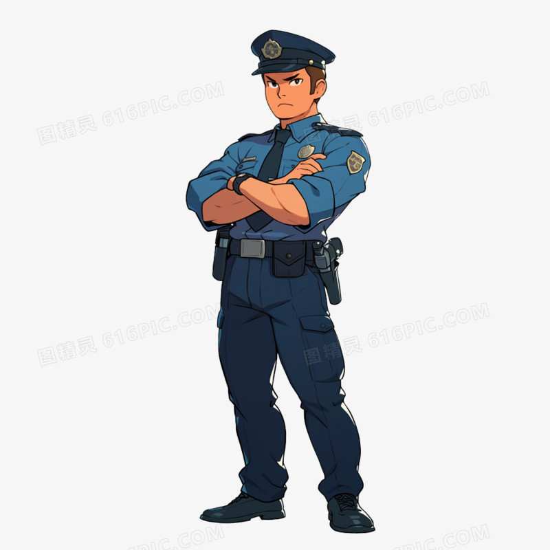 手绘插画警察人物免抠元素