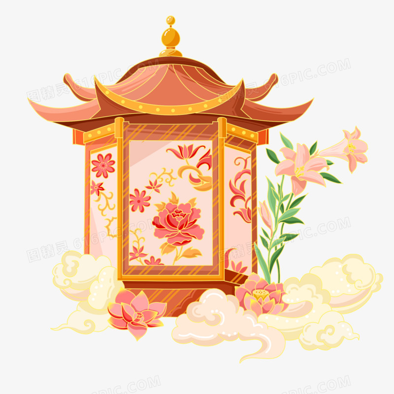 国潮精致花灯免抠元素