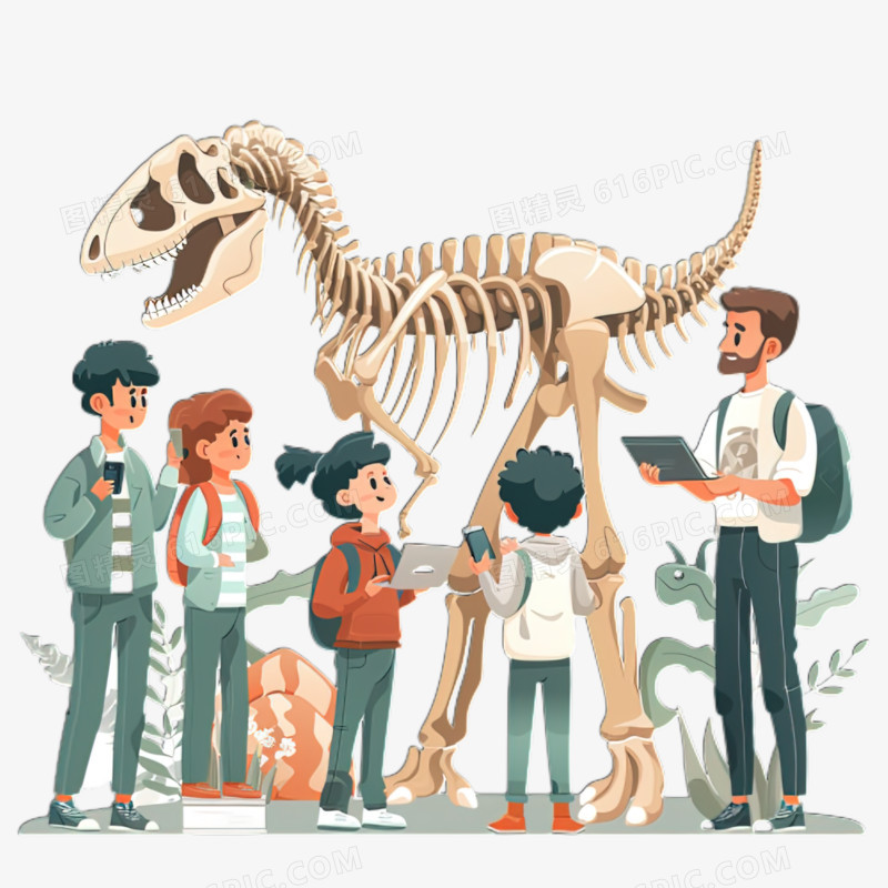 学生参观博物馆的免抠元素