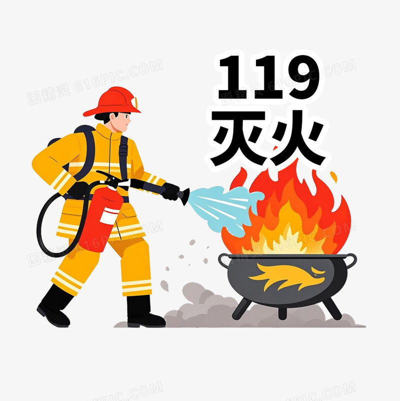 119灭火消防员免抠元素