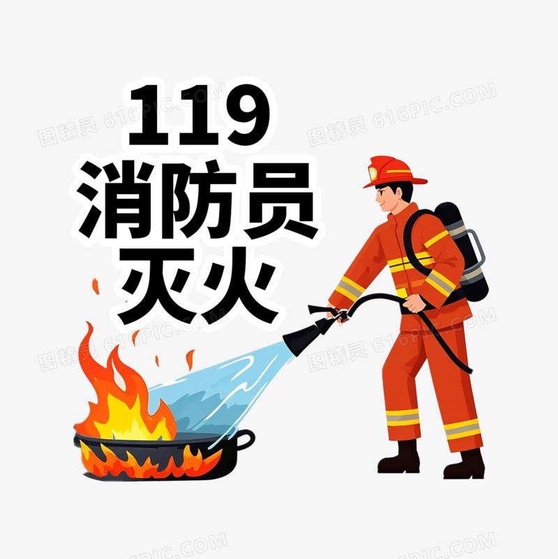 消防员灭火演示免抠元素
