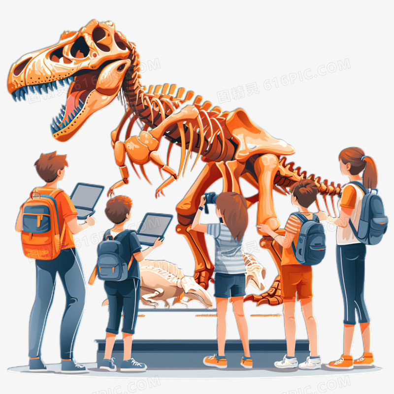 学生参观博物馆的免抠元素