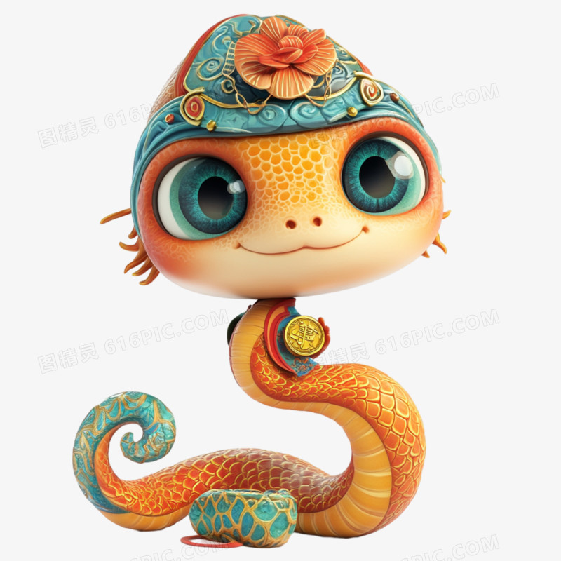 3D蛇年新年蛇形象免抠元素