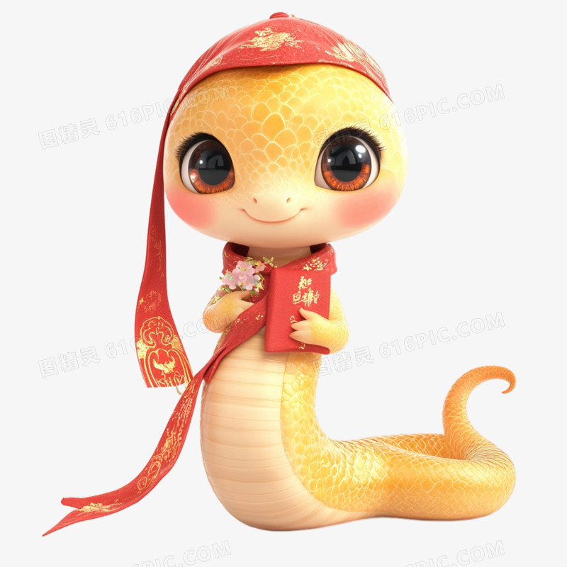 3D蛇年新年春节喜庆蛇免抠元素
