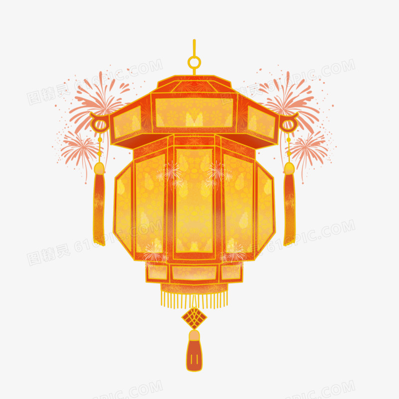 手绘中国风国潮花灯灯笼插画元素