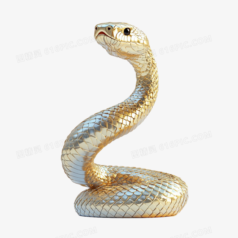 3D蛇年金色蛇形象免抠元素