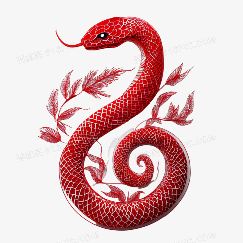 蛇年剪纸蛇免抠元素