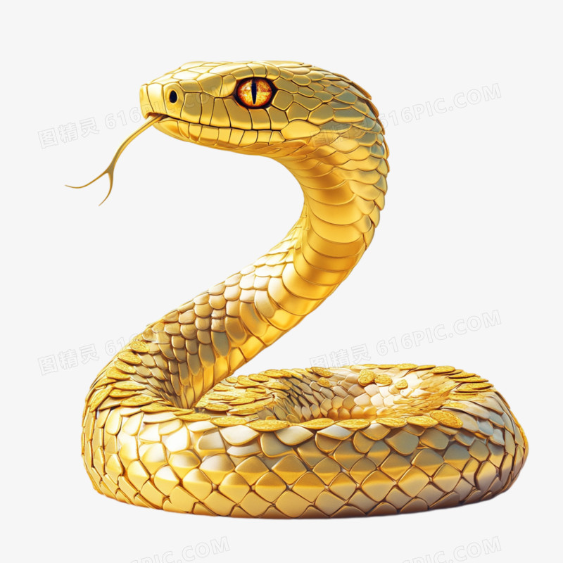 3D蛇年金色蛇形象免抠元素