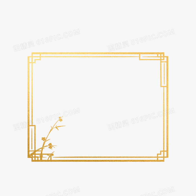 插画鎏金中式边框免抠元素