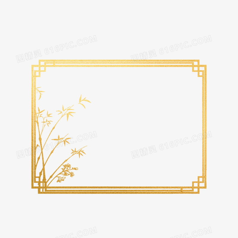 插画鎏金中式边框免抠元素