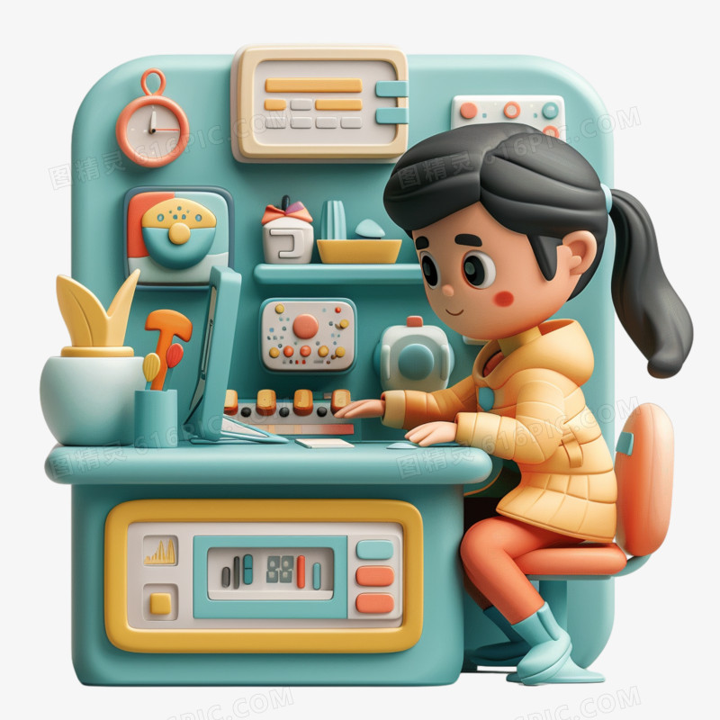 3D工作人员在操作系统界面的元素