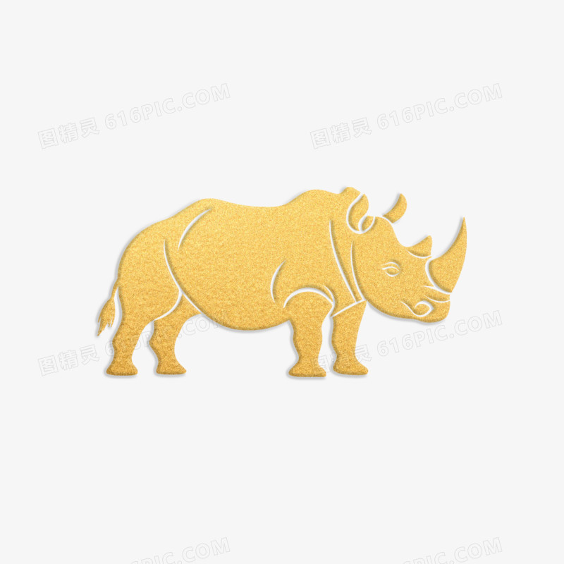 插画风格动物浮雕风格犀牛免抠元素