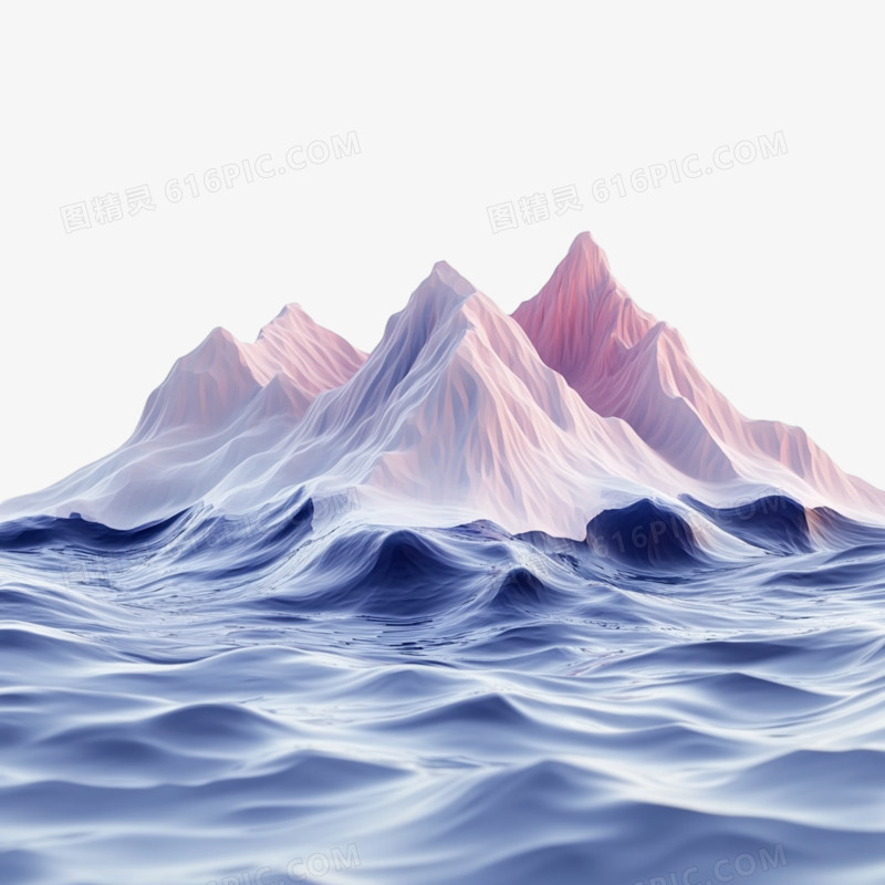 浮雕风格山水免抠元素