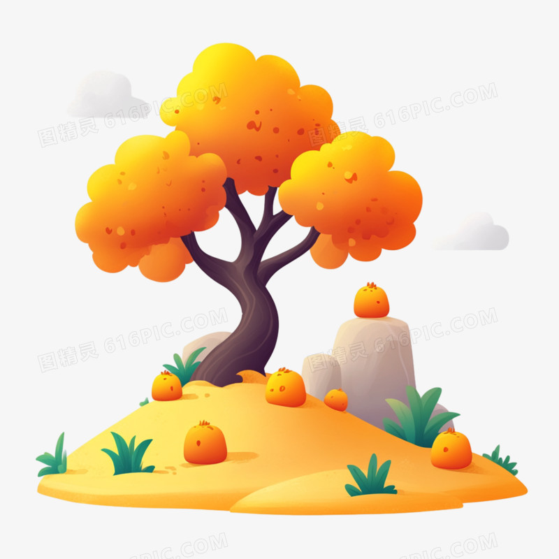 手绘风格枯树的免抠元素