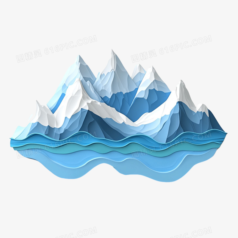 浮雕风格山水免抠元素