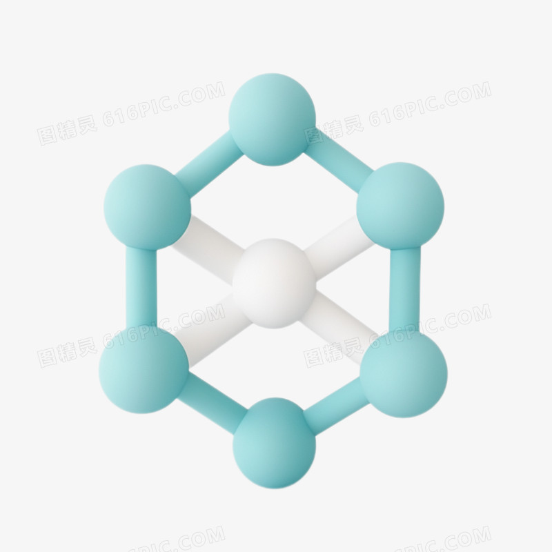 3D插画白蓝色分子式免抠元素