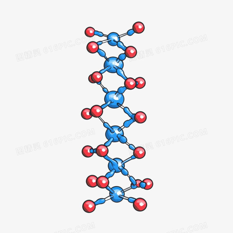 插画红蓝色分子式免抠元素