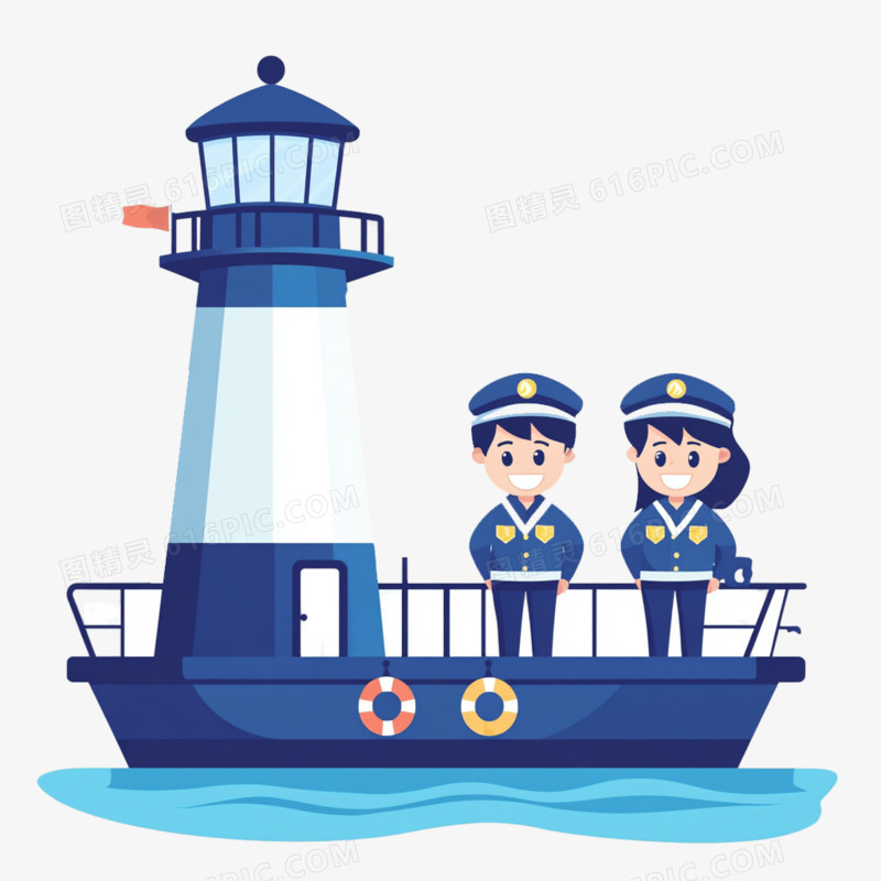 海关海运海关人员与海洋免抠元素