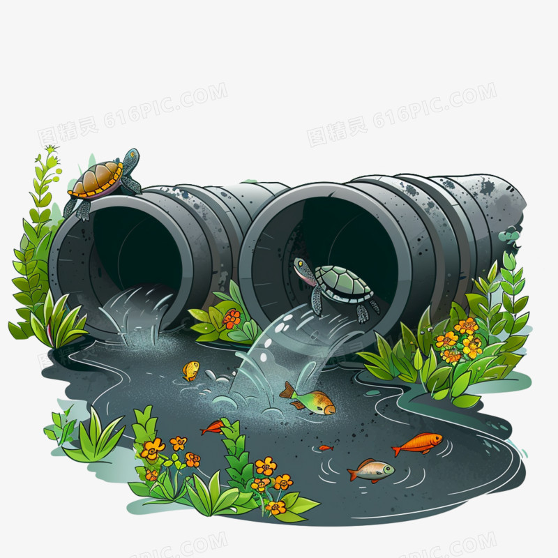 绿色环保排污河流污染的元素