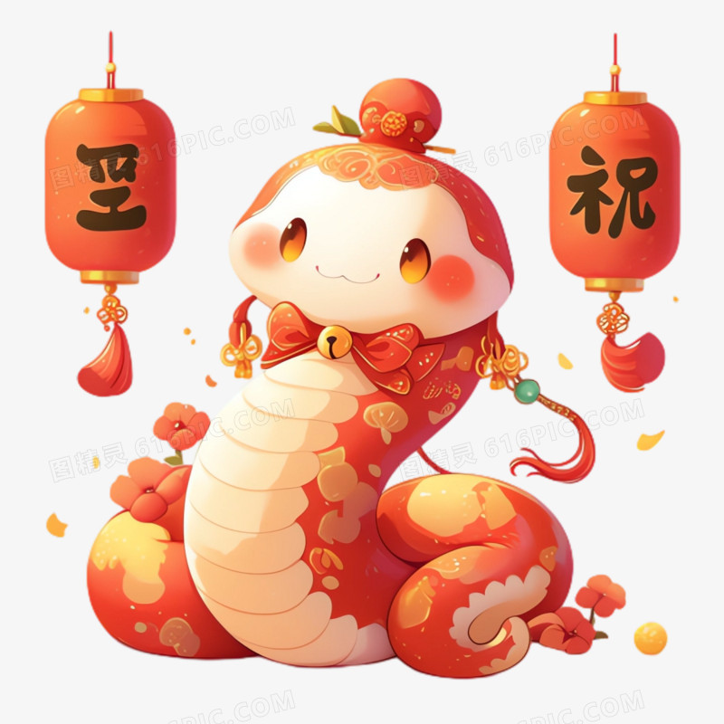 插画风白蛇免抠元素