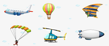 卡通飞机直升机装饰矢量图