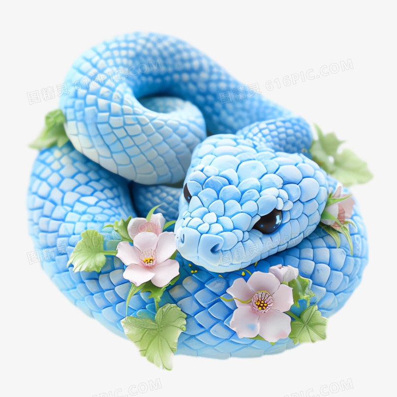 3D插画风蛇免抠元素